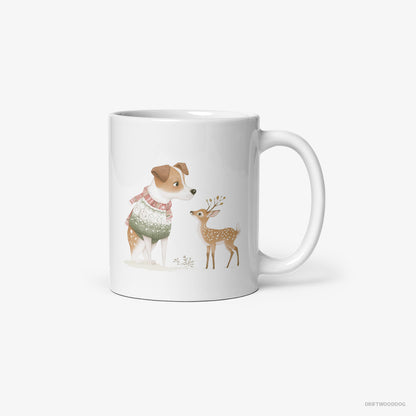 Jack Russell Terrier and a Baby Reindeer White Mug