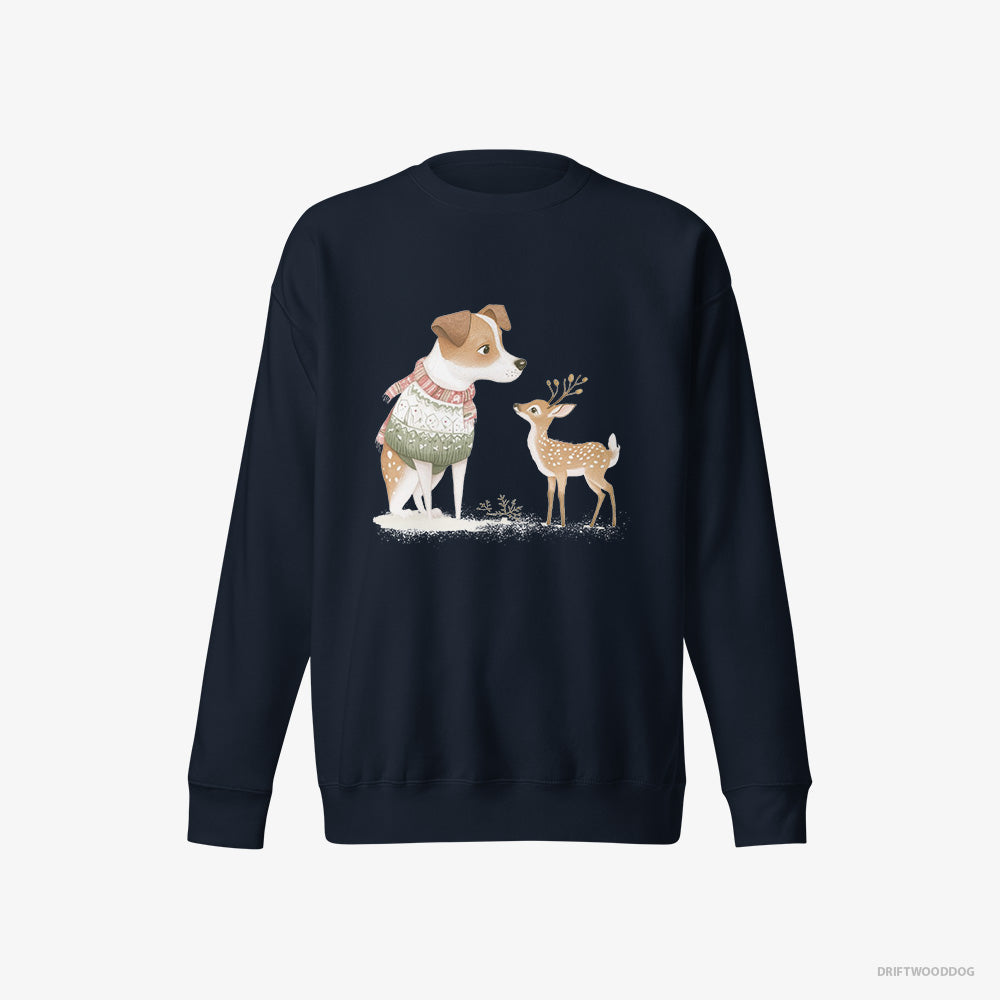 Jack Russell Terrier and a Baby Reindeer – Men's Sweatshirt Navy Eco – Eco-Friendly