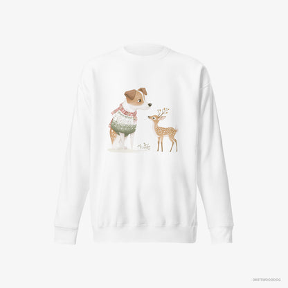 Jack Russell Terrier and a Baby Reindeer White Sweatshirt