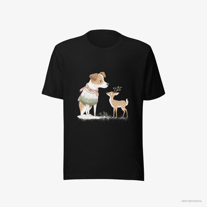 Jack Russell Terrier and a Baby Reindeer Black T-Shirt