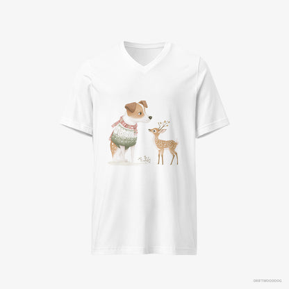 Jack Russell Terrier and a Baby Reindeer White T-Shirt