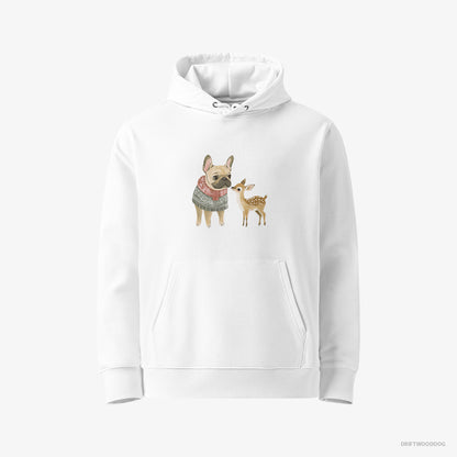 French Bulldog and a Little Reindeer White Hoodie