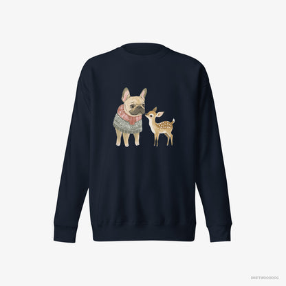 French Bulldog and a Little Reindeer Navy Sweatshirt