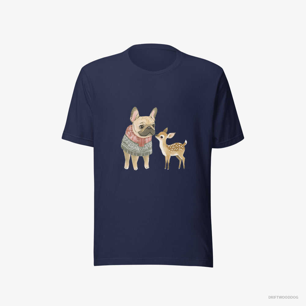 French Bulldog and a Little Reindeer – Men's T-Shirt Navy Eco – Eco-Friendly