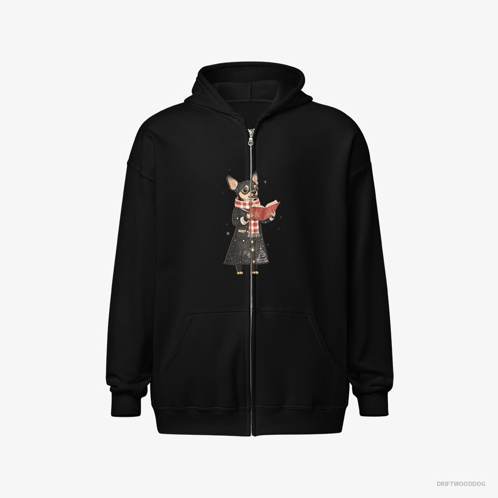 Chihuahua Spreading Holiday Cheer with Christmas Carols Full-Zip Hoodie