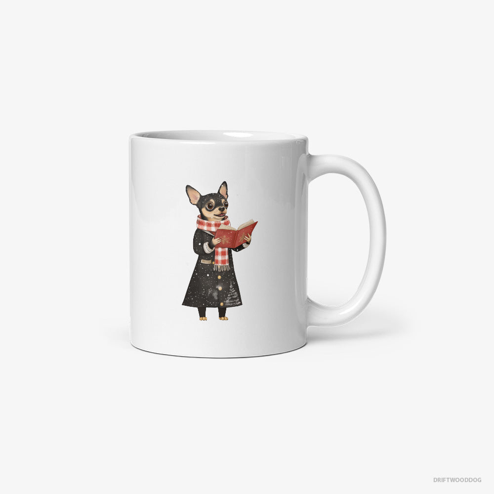 Chihuahua Spreading Holiday Cheer with Christmas Carols Classic Mug