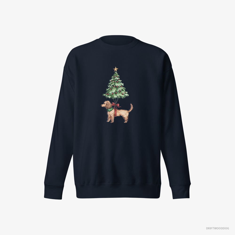 Poodle Attached to the Christmas Tree – Women's Sweatshirt Navy Eco – Eco-Friendly