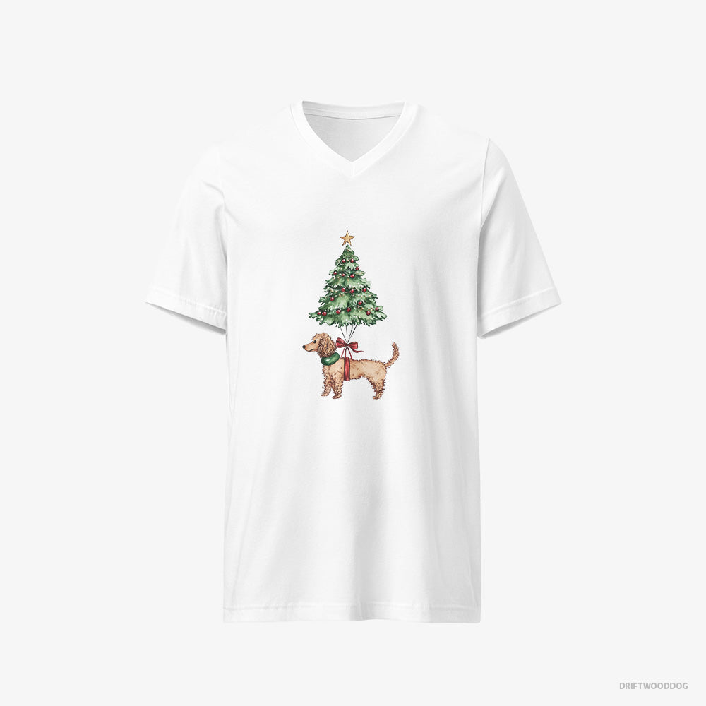 Poodle Attached to the Christmas Tree V-Neck T-Shirt