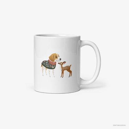 Beagle Meeting a Fawn White Mug