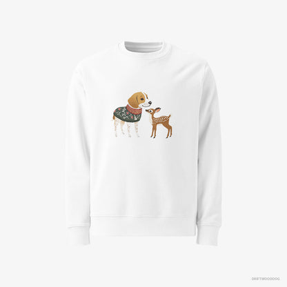 Beagle Meeting a Fawn White Sweatshirt