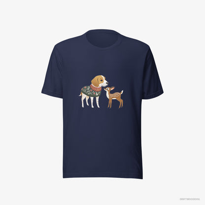 Beagle Meeting a Fawn Navy T-Shirt