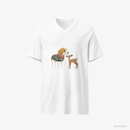 Beagle Meeting a Fawn White T-Shirt