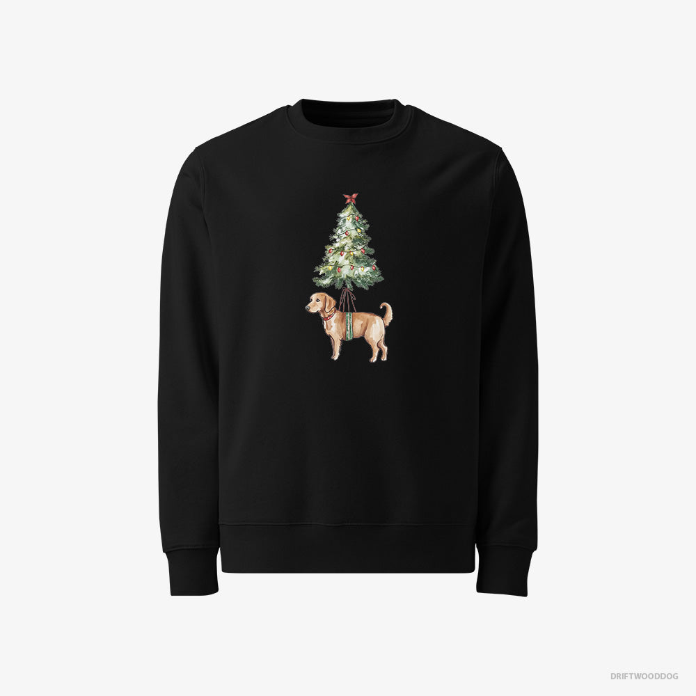 Golden Retriever Sweatshirt – Men Black Sweatshirt Classic – Adorned on the Christmas Tree (on White Background)