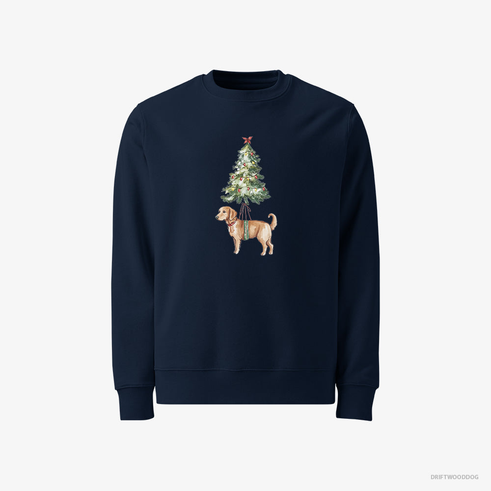 Golden Retriever Sweatshirt – Men Navy Sweatshirt Classic – Adorned on the Christmas Tree (on White Background)