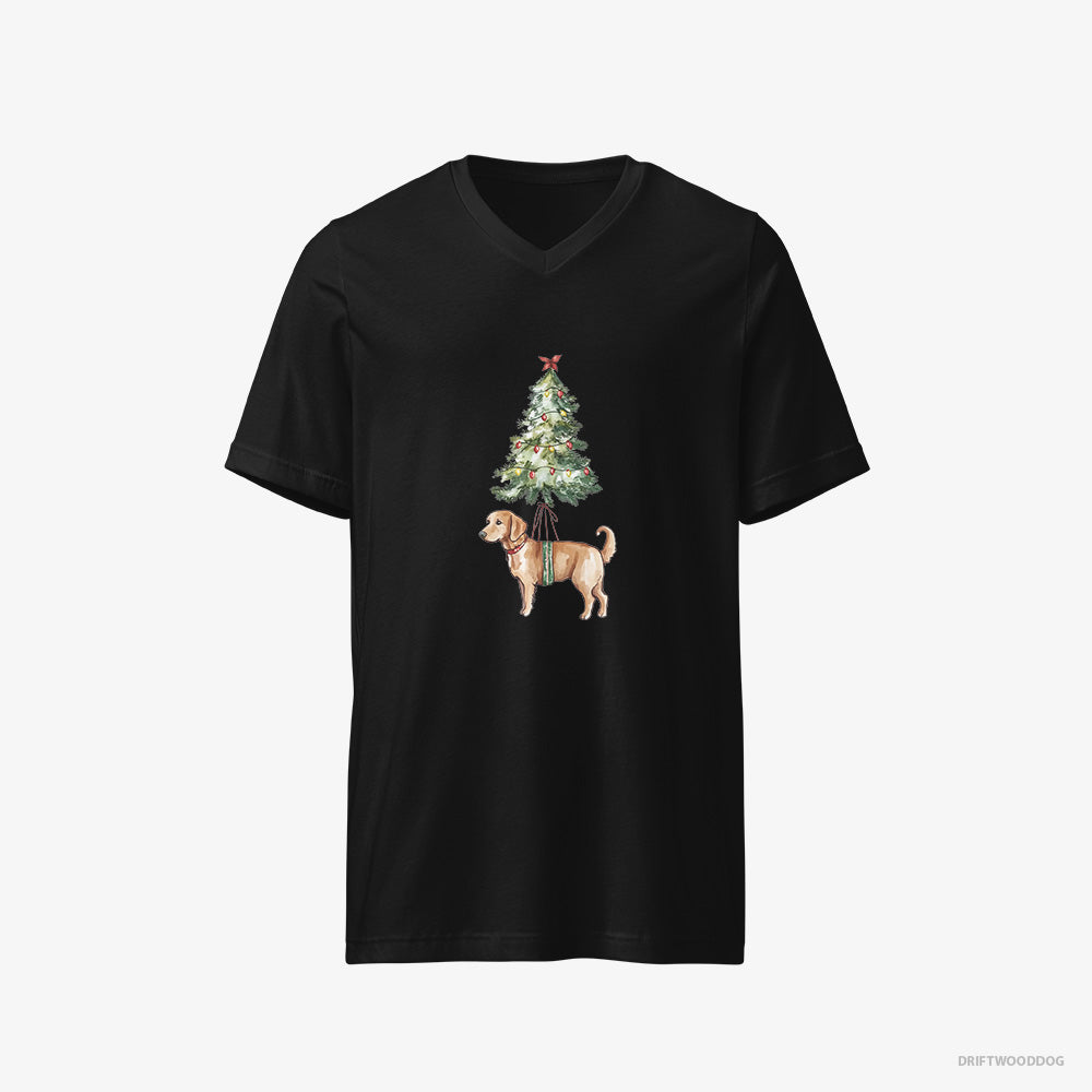 Golden Retriever Adorned on the Christmas Tree – Women's T-Shirt Black V-Neck – V-Neck