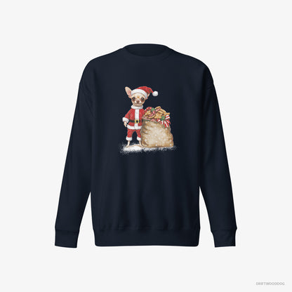 Chihuahua All Dressed Up as Santa Navy Sweatshirt