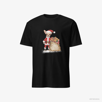 Chihuahua All Dressed Up as Santa Black T-Shirt