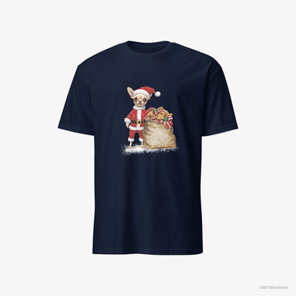 Chihuahua T-Shirt – Men Navy T-Shirt Classic – All Dressed Up as Santa (on White Background)