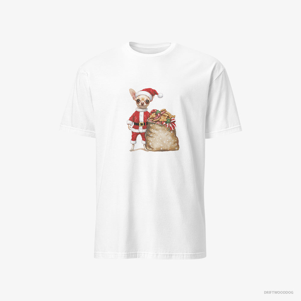 Chihuahua T-Shirt – Men White T-Shirt Classic – All Dressed Up as Santa (on White Background)