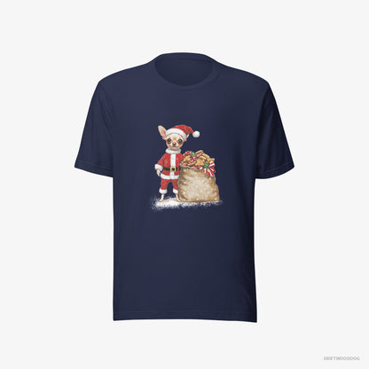 Chihuahua All Dressed Up as Santa Navy T-Shirt