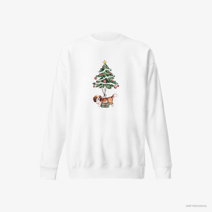 Cavalier King Charles Spaniel Pinned to the Christmas Tree White Sweatshirt