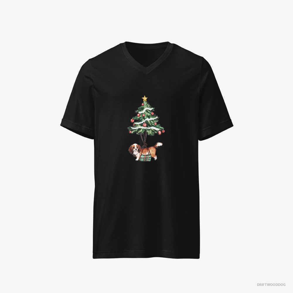 CKC Spaniel Pinned to the Christmas Tree – Men's T-Shirt Black V-Neck – V-Neck