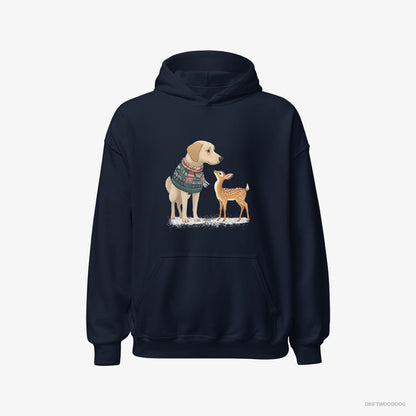 Labrador Retriever with a Young Reindeer Navy Hoodie