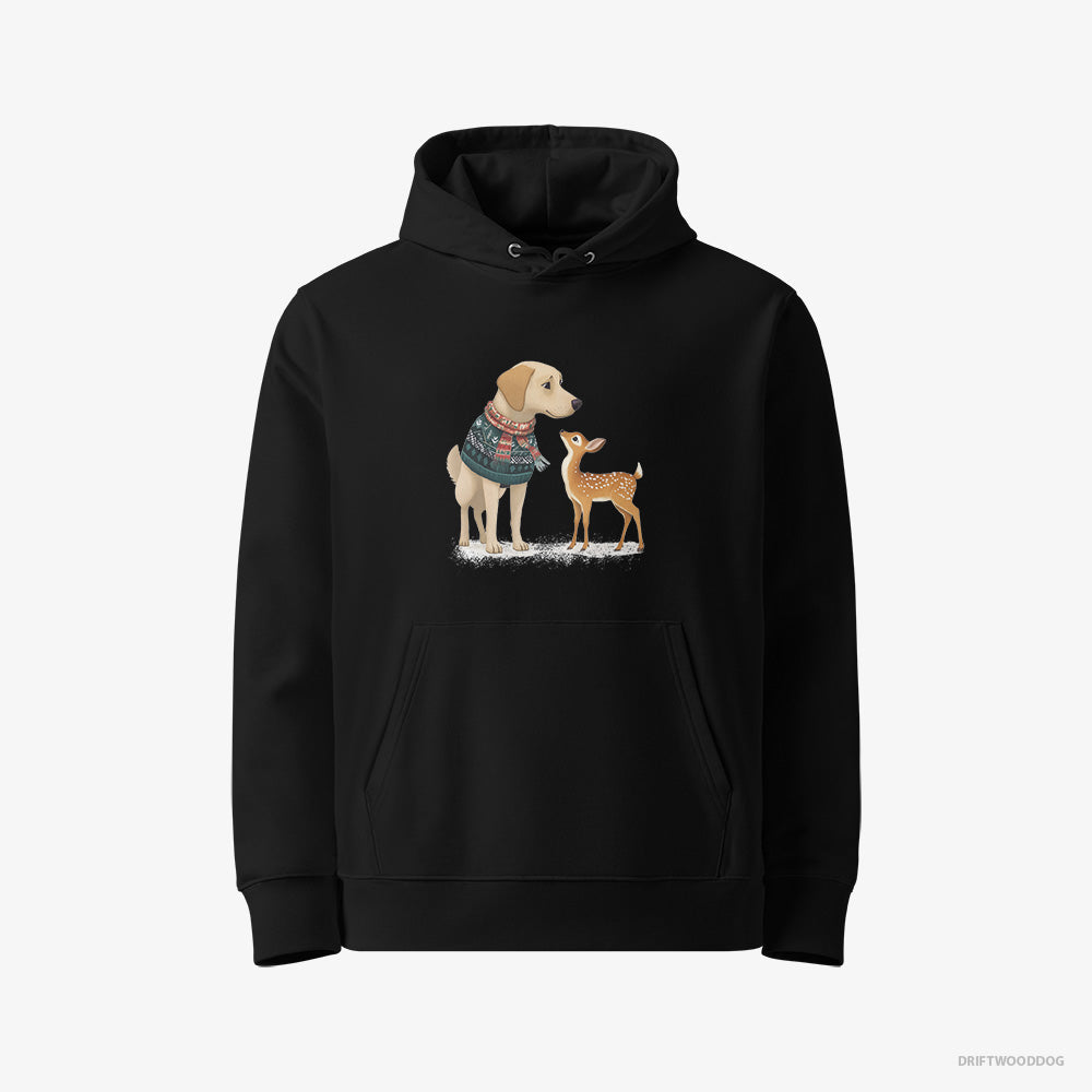 Labrador Retriever with a Young Reindeer – Men's Hoodie Black Eco – Eco-Friendly