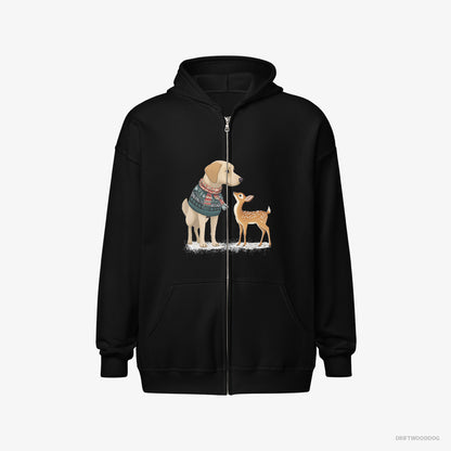 Labrador Retriever with a Young Reindeer Black Hoodie