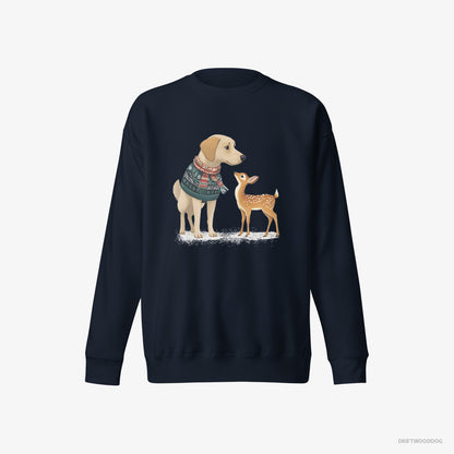 Labrador Retriever with a Young Reindeer Navy Sweatshirt