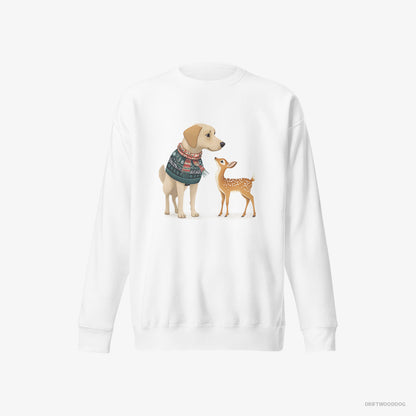 Labrador Retriever with a Young Reindeer White Sweatshirt