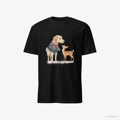 Labrador Retriever with a Young Reindeer Black T-Shirt