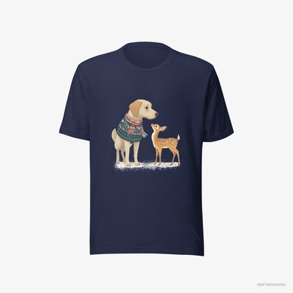 Labrador Retriever with a Young Reindeer Navy T-Shirt