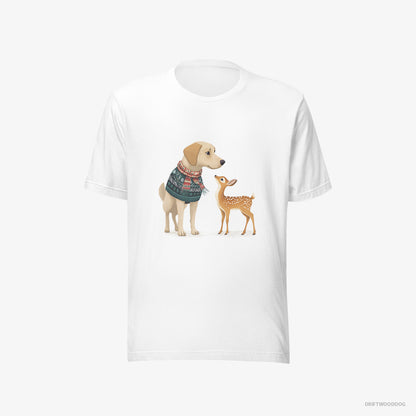 Labrador Retriever T-Shirt – Men White T-Shirt Eco-Friendly – with a Young Reindeer (on White Background)