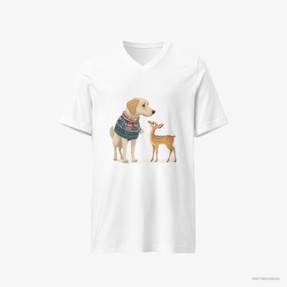 Labrador Retriever with a Young Reindeer White T-Shirt