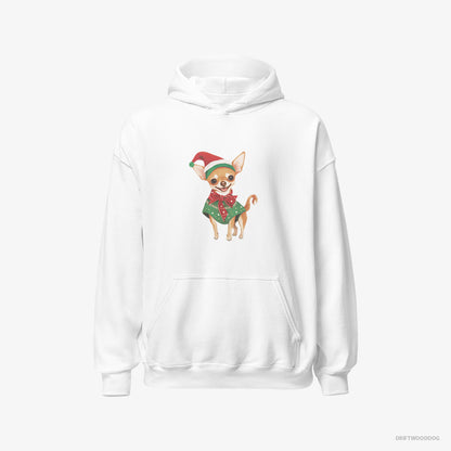 Chihuahua as a Christmas Elf White Hoodie