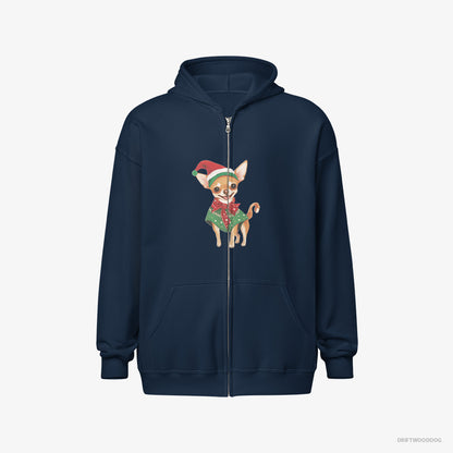 Chihuahua as a Christmas Elf Navy Hoodie