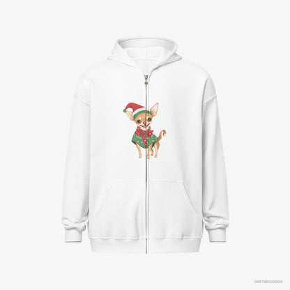 Chihuahua as a Christmas Elf White Hoodie