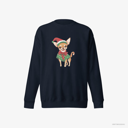 Chihuahua as a Christmas Elf Navy Sweatshirt