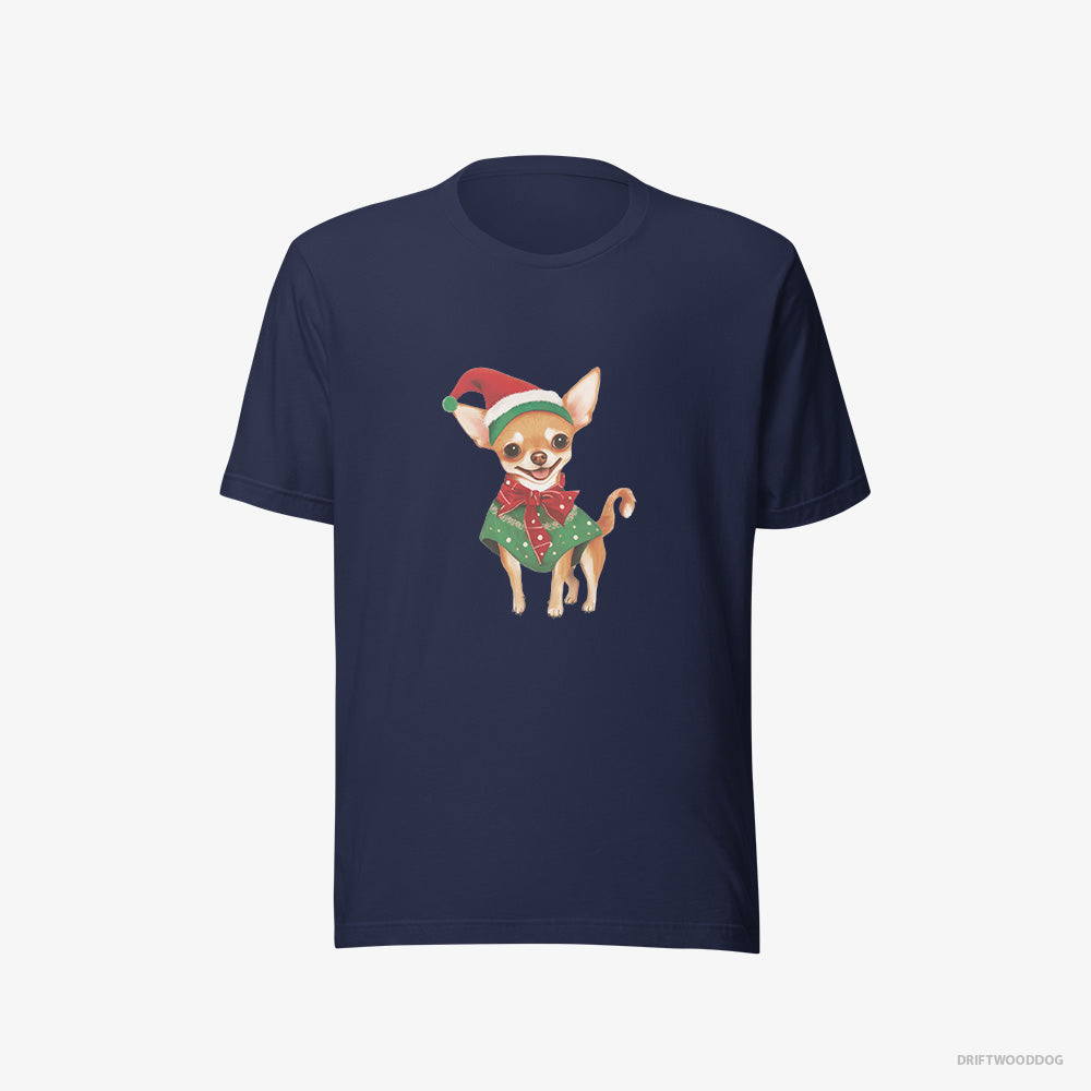 Chihuahua T-Shirt – Men Navy T-Shirt Eco-Friendly – as a Christmas Elf (on White Background)