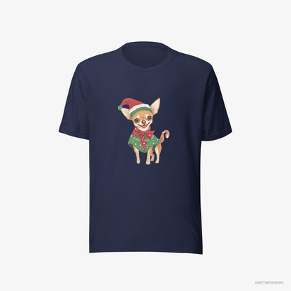 Chihuahua as a Christmas Elf Navy T-Shirt