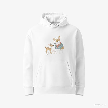 Corgi and a Baby Reindeer White Hoodie