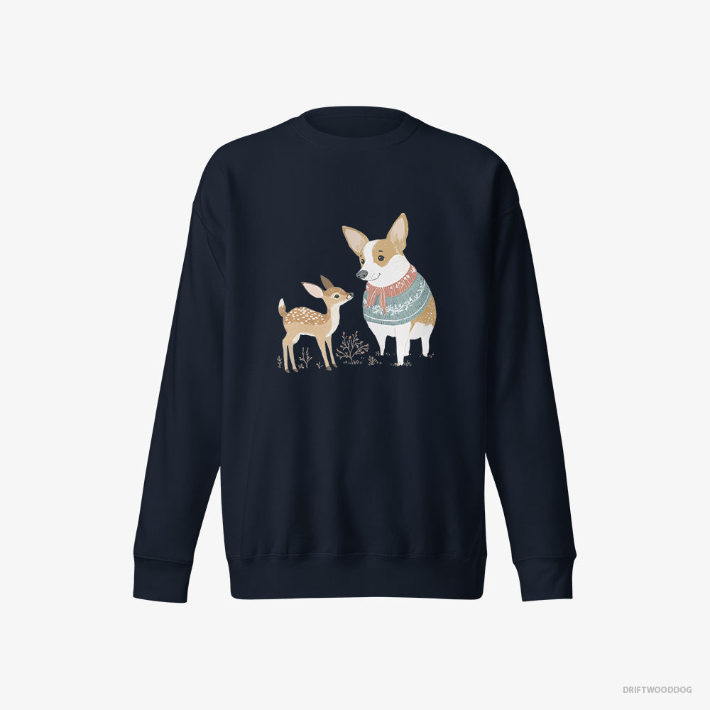 Corgi and a Baby Reindeer – Men's Sweatshirt Navy Eco – Eco-Friendly