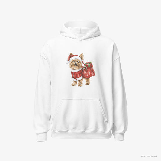 Yorkshire Terrier Rocking a Santa Outfit – Women's Hoodie White – Classic