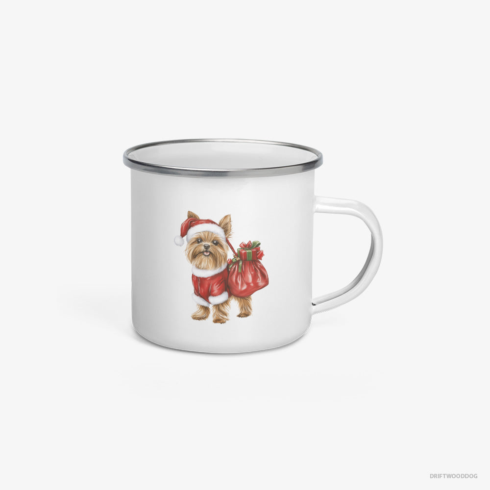 Yorkshire Terrier Rocking a Santa Outfit Enamel Mug