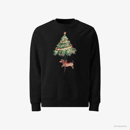 Dachshund Tied to the Christmas Tree Black Sweatshirt