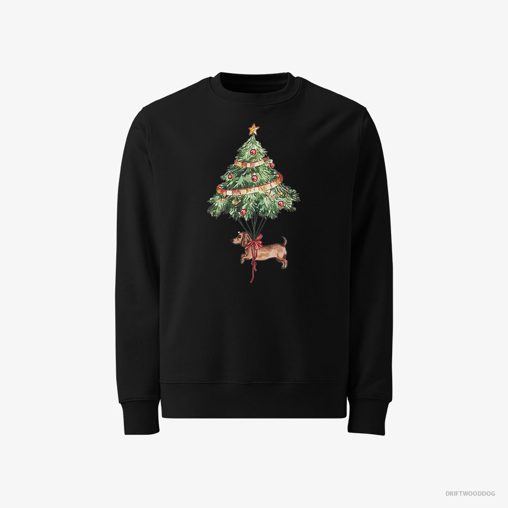 Dachshund Tied to the Christmas Tree – Women's Sweatshirt Black – Classic