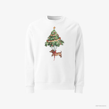 Dachshund Tied to the Christmas Tree White Sweatshirt