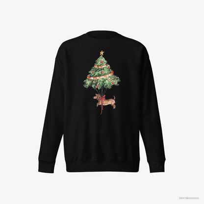 Dachshund Tied to the Christmas Tree Black Sweatshirt