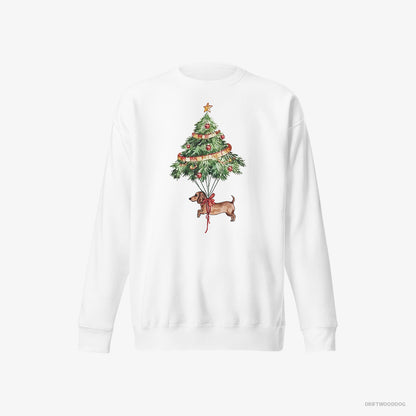 Dachshund Tied to the Christmas Tree White Sweatshirt